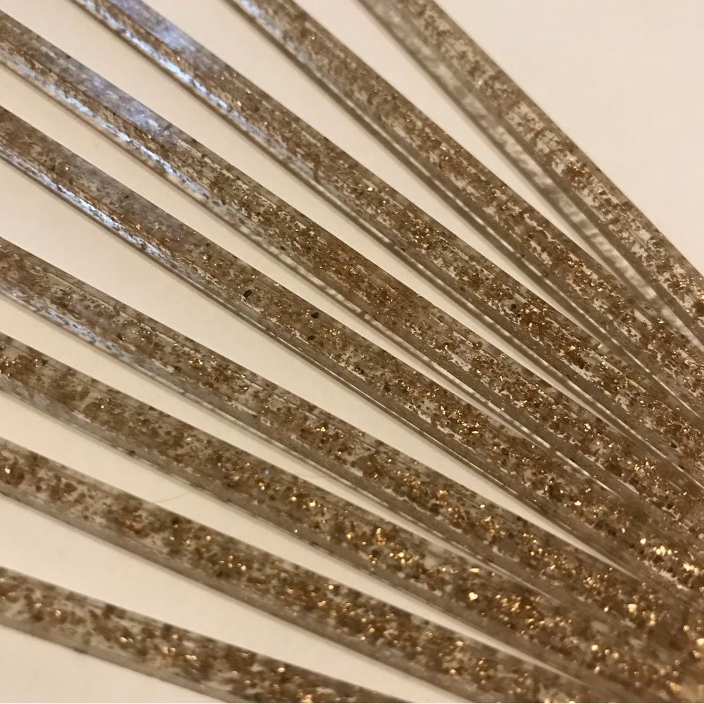 Vintage  9 Swizzle Sticks clear plastic with Gold glitter cocktail bar ware - Picture 4 of 11